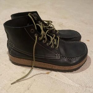 Birkenstock Black Ankle Boots with Gold Laces